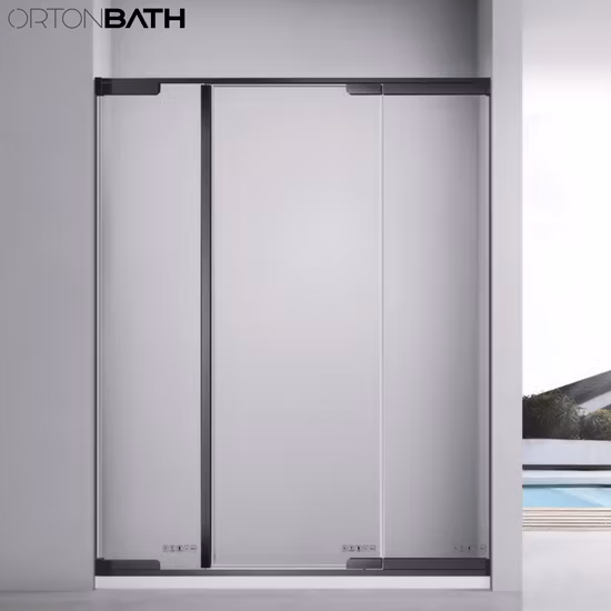 Ortonbath CE certificado transparente emoldurado pivô prateado grosso personalizável vidro temperado box para chuveiro de banheiro com estrutura de suporte e perfil de alumínio