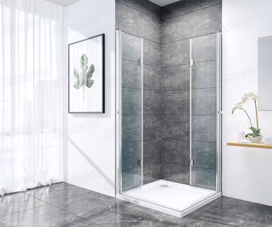 Cerco de chuveiro de vidro nano do banheiro da porta dobrável do pivô de canto